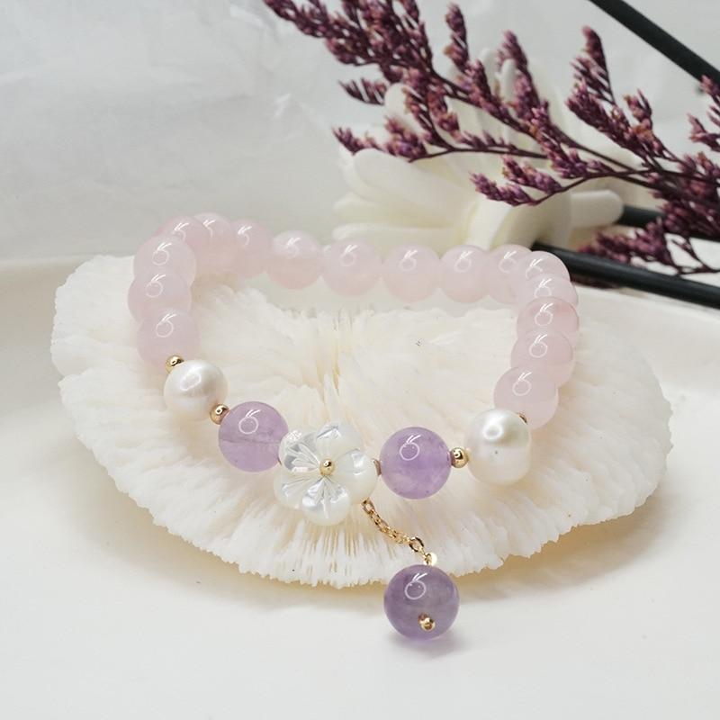 Boho Natural Amethyst & Rose Quartz 'PURIFYING' Bracelet