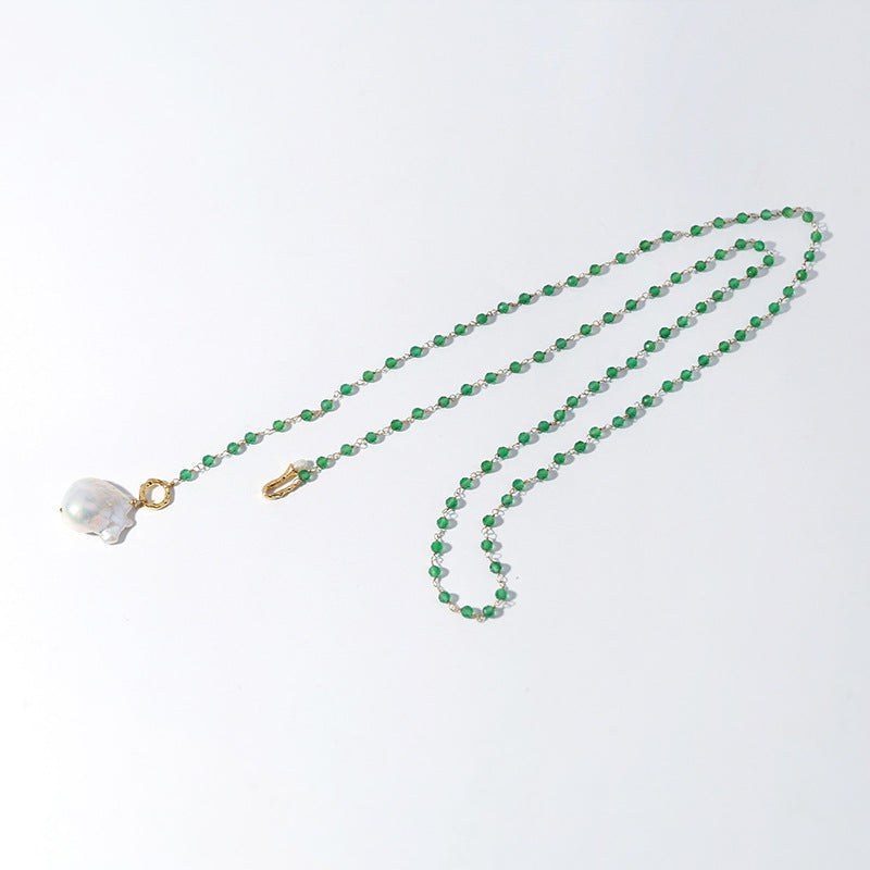 Green Onyx Baroque Pearl Necklace