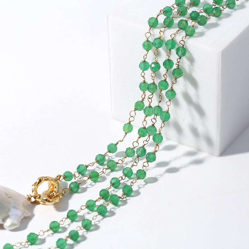 Green Onyx Baroque Pearl Necklace