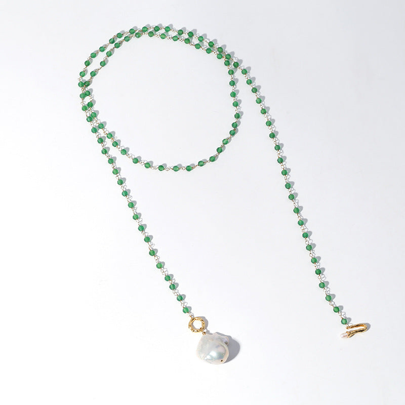 Green Onyx Baroque Pearl Necklace