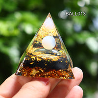 Thumbnail for #21 -Handmade Obsidian & Rose Quartz Sacred Geometry 'INNER PEACE' ORGONITE Pyramid