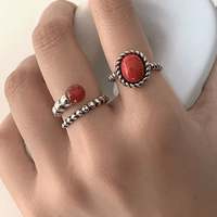 Thumbnail for THAI SILVER Twisted Rings - 3 Natural Stones