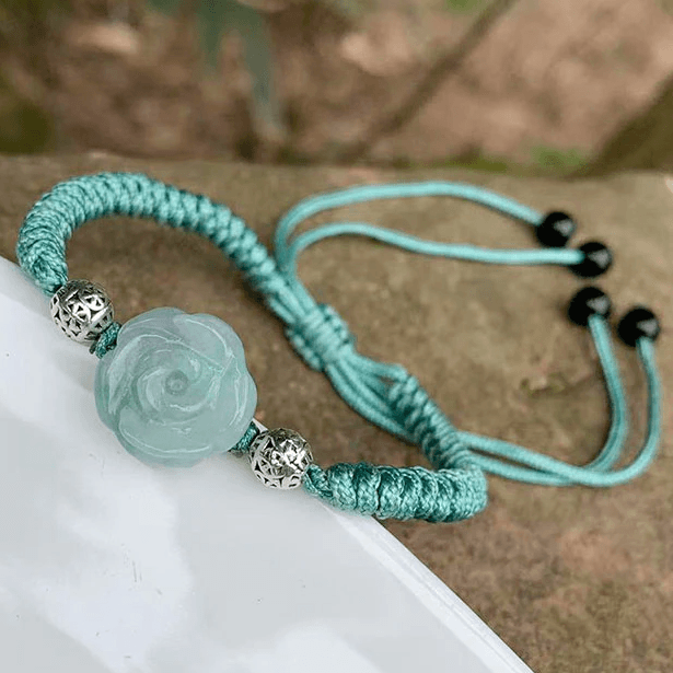 Natural Rose Myanmar Jade Rope Bracelet