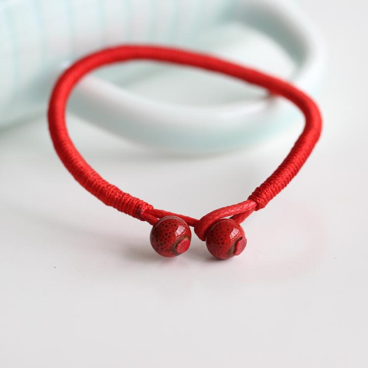 2PCs Lucky Knots Red Ceramic Bead Bracelets