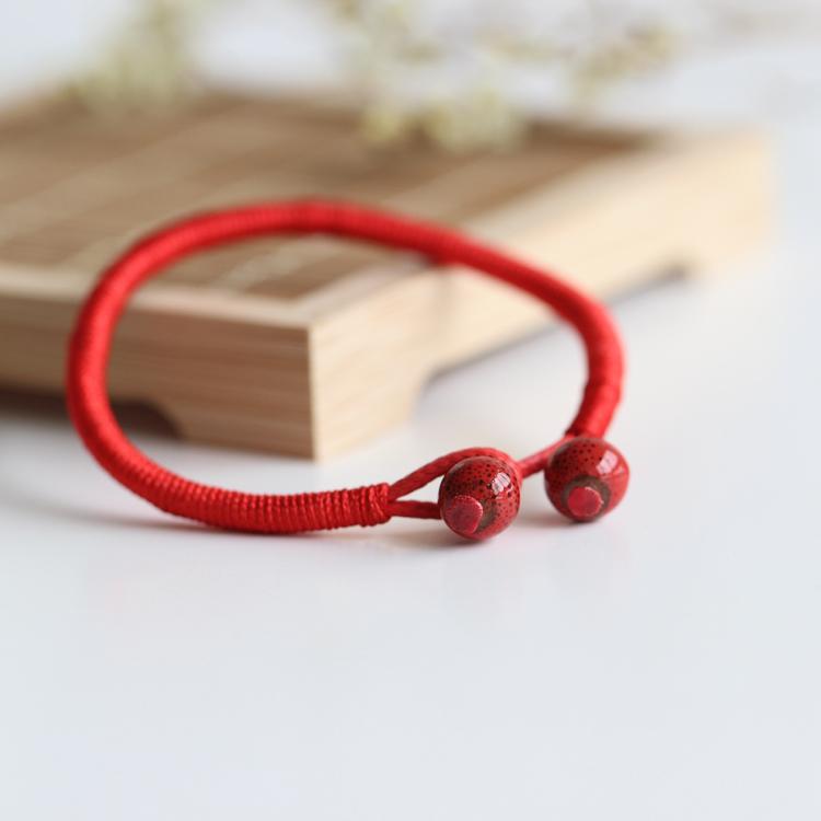 2PCs Lucky Knots Red Ceramic Bead Bracelets