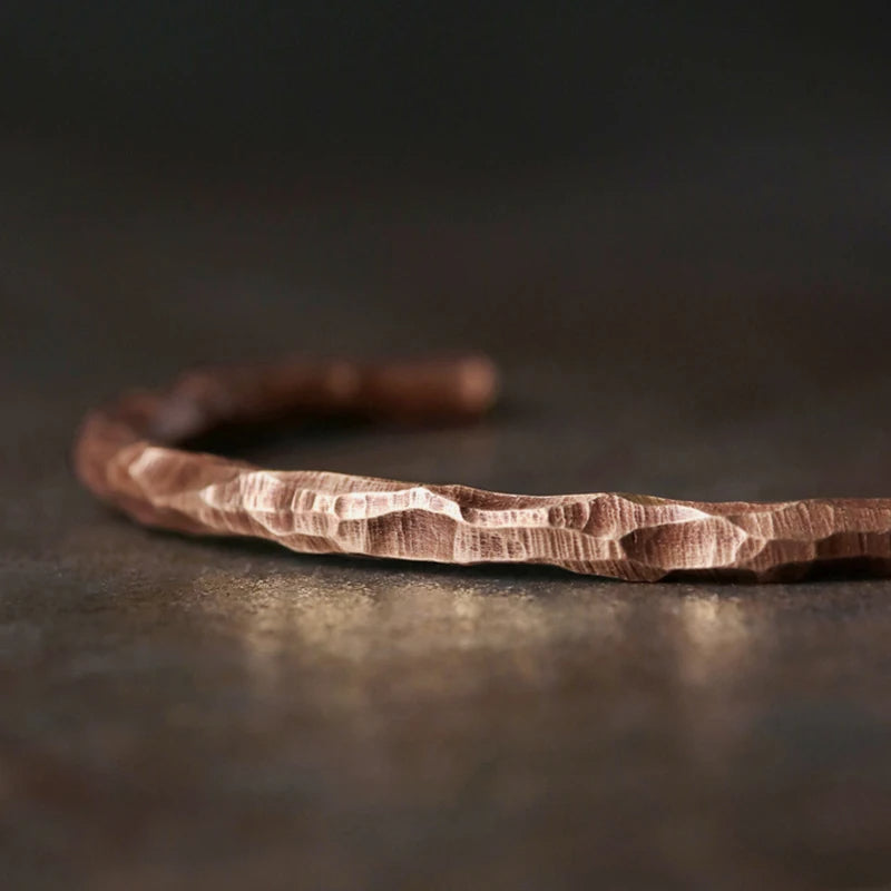 Unisex Tibetan Hand Beaten Polished Copper Bangle