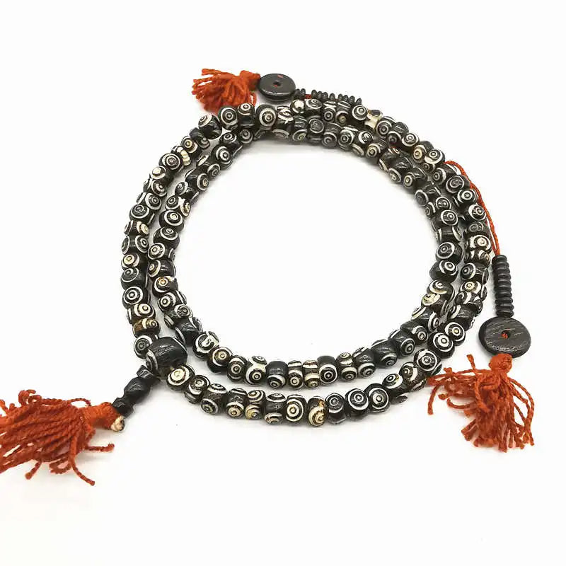 TIBETAN YAK BONE MALA NECKLACE (108 BEADS)