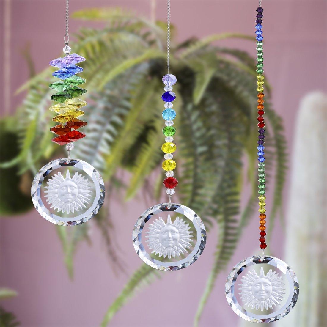 3 PCS/Set Chakra Suncatcher with Sunflower Pendant