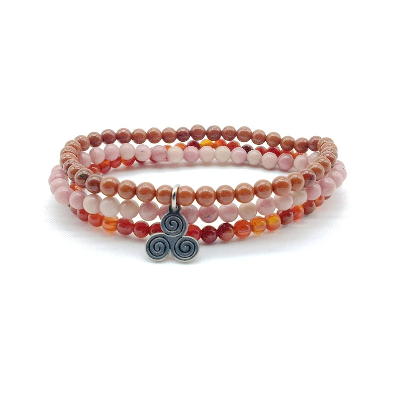 ULTRA ENERGY BOOSTERS -Red Jasper, Carnelian & Garnet- 3/pc  *MIGHTY MINIS*  Healing Energy Stone Bracelets