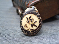 Thumbnail for Handmade Carved Tagua Nut Lotus Flower Pendant Necklace