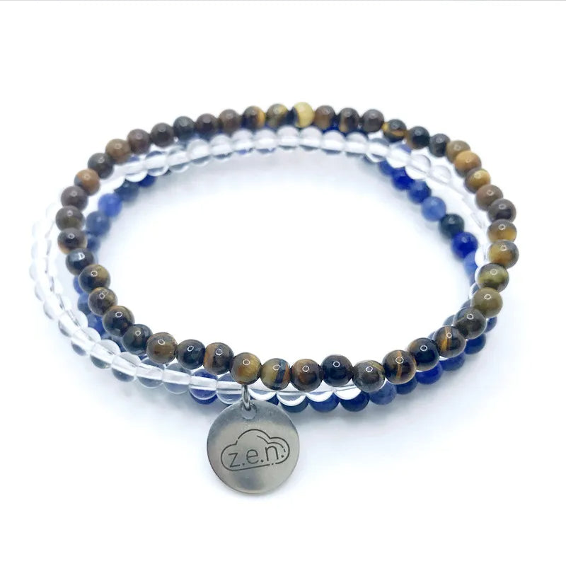 ANTI-ANXIETY & STRESS MINIS' -Chrysanthemum Stone,Blue Lace Agate & Tourmaline - 3/pc  *MIGHTY MINIS*  Healing Energy Stone Bracelets YourSoulPlace