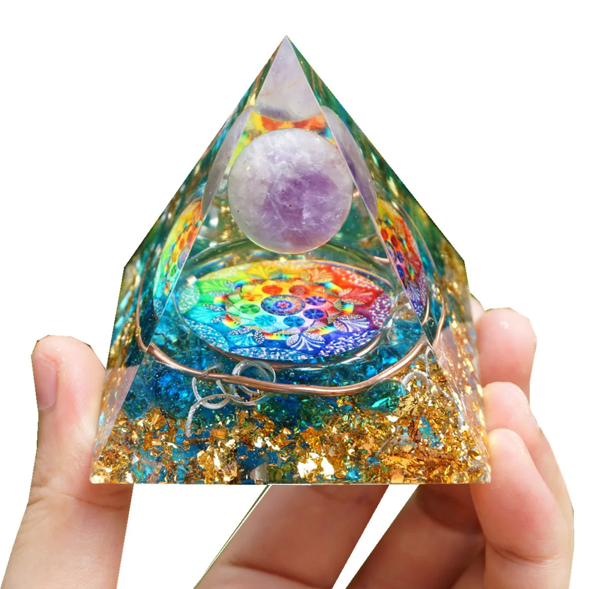 #103-Handmade Mixed Quartz & Opal 'MAX STIMULATION' ORGONITE Pyramid