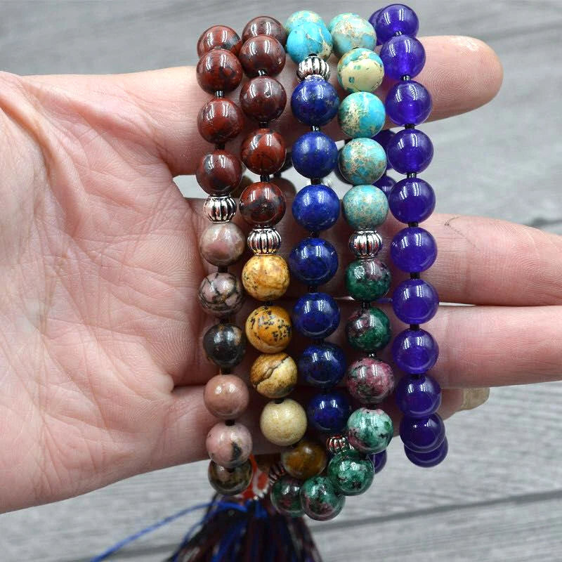 Beautiful 7 Chakra Natural Stone Mala Pendant Necklace