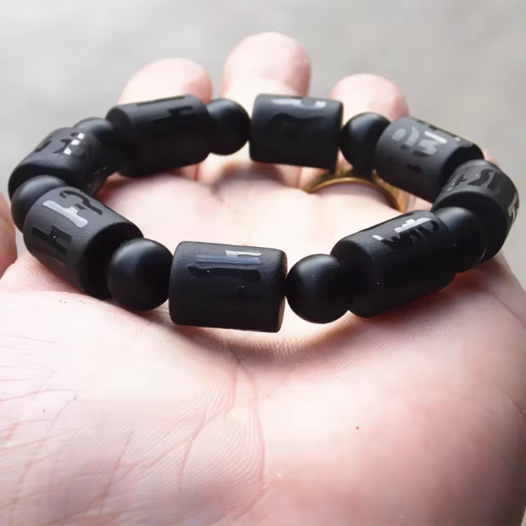 Natural Matte Obsidian Stones Energy Healing Mantra Bracelet YourSoulPlace.com