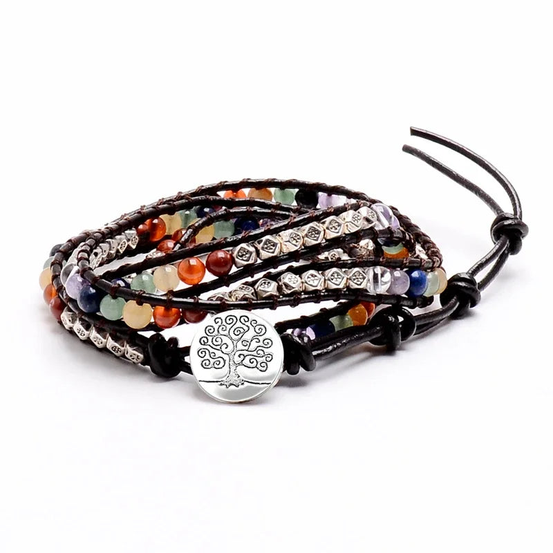 Multi-layer 7 Chakra Stone Wrap Bracelet-2 Sizes