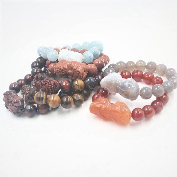 Mixed Golden,Red & Blue Tiger Eye Stones  & Pixiu BALANCE & ABUNDANCE Bracelet