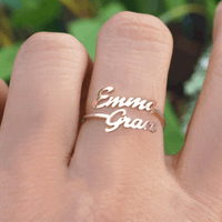 Thumbnail for Stainless Steel Customizable Double Name LOVE Ring