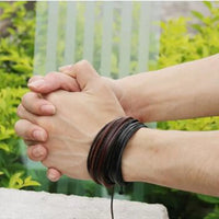 Thumbnail for 2pc Set Braided Rope & Leather Stacked Bracelets