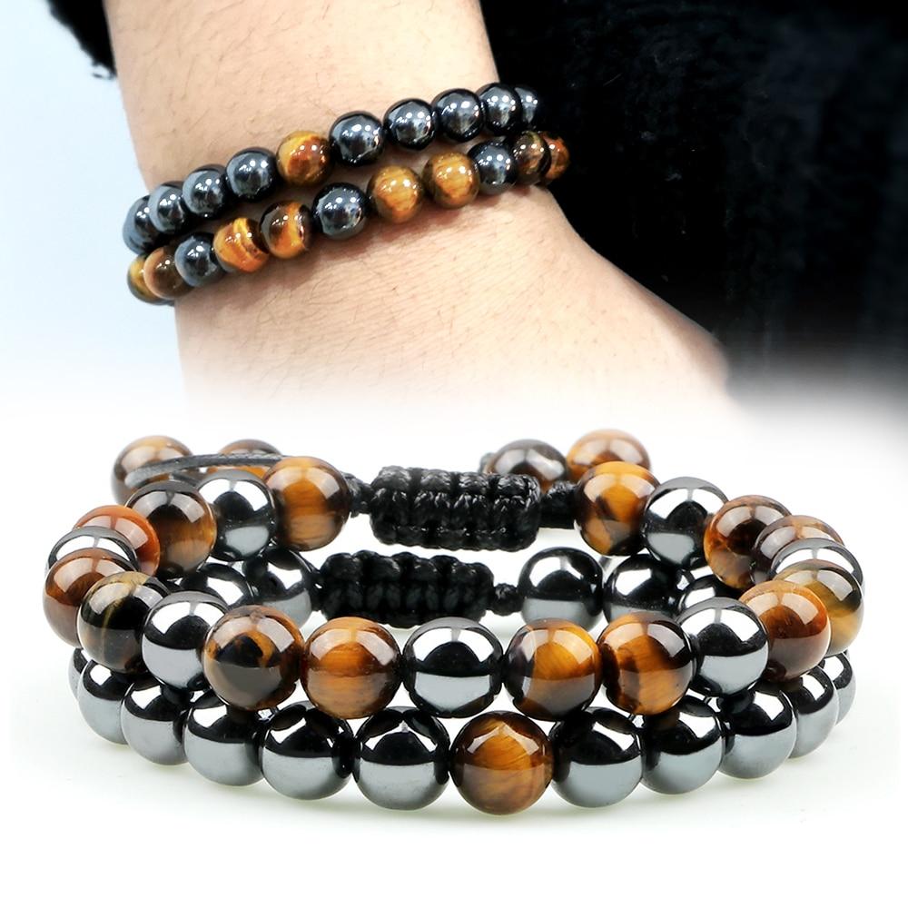 Natural Stone and Hematite NO FEAR 2PC Bracelet Set