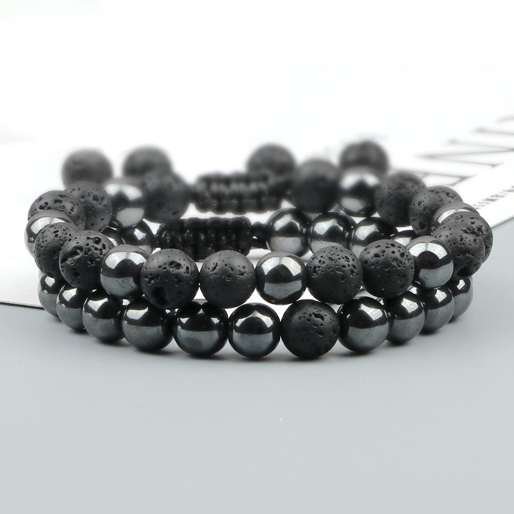 Natural Stone and Hematite NO FEAR 2PC Bracelet Set