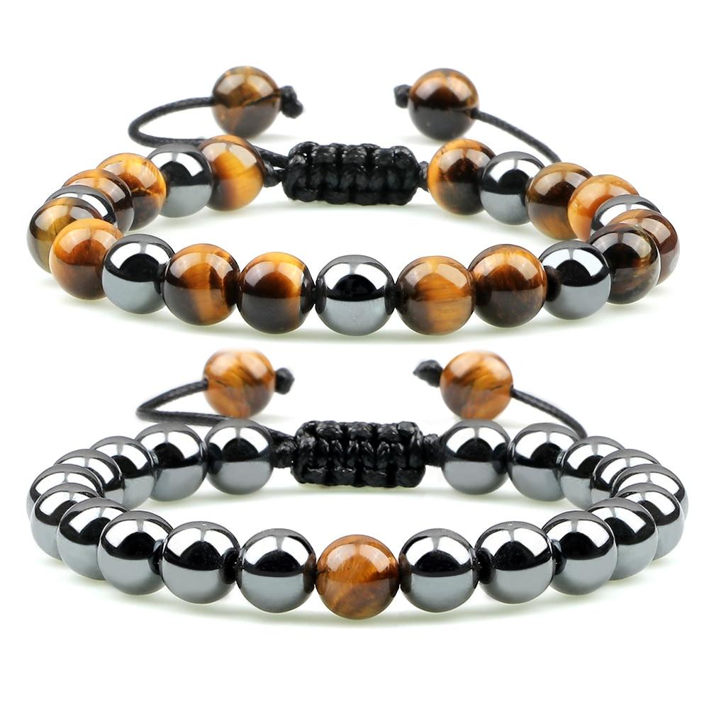 Natural Stone and Hematite NO FEAR 2PC Bracelet Set