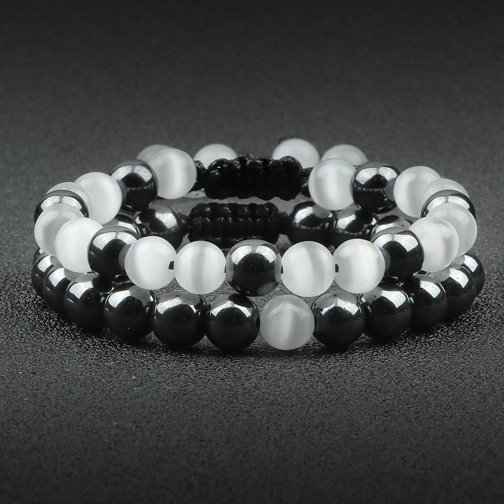 Natural Stone and Hematite NO FEAR 2PC Bracelet Set