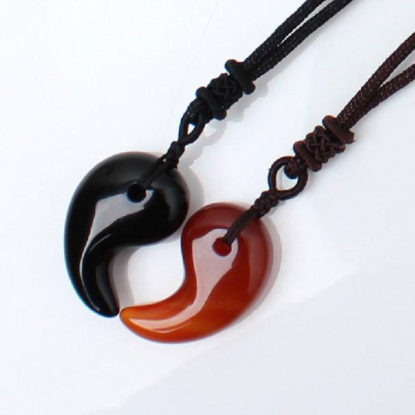 2pcs Natural Obsidian Stone Necklace