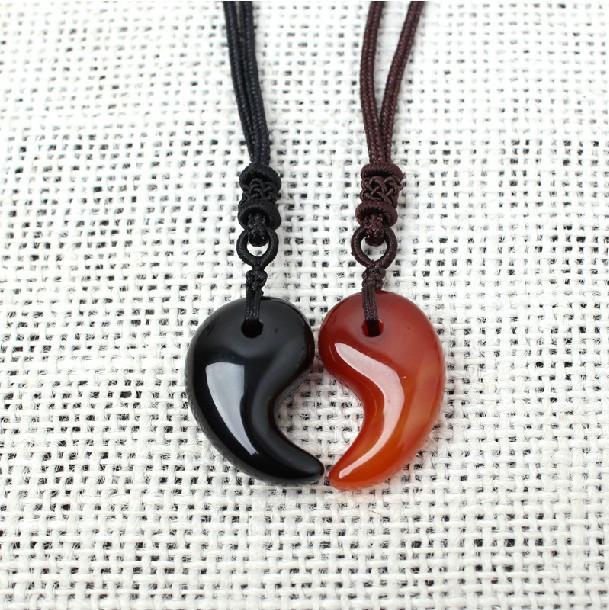 2pcs Natural Obsidian Stone Necklace