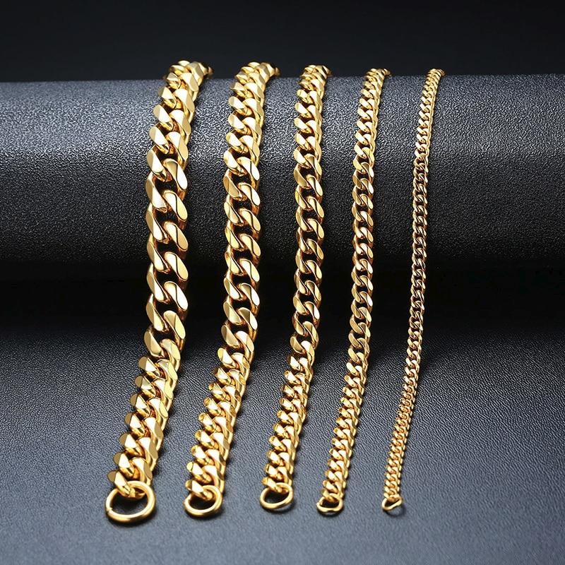 Men's TITANIUM STEEL Miami Cuban Link CLASSIC DUDE Bracelet in 4 Colors -Sizes up to 9 inches