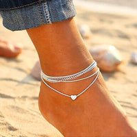 Thumbnail for Layered Heart Charm Anklet