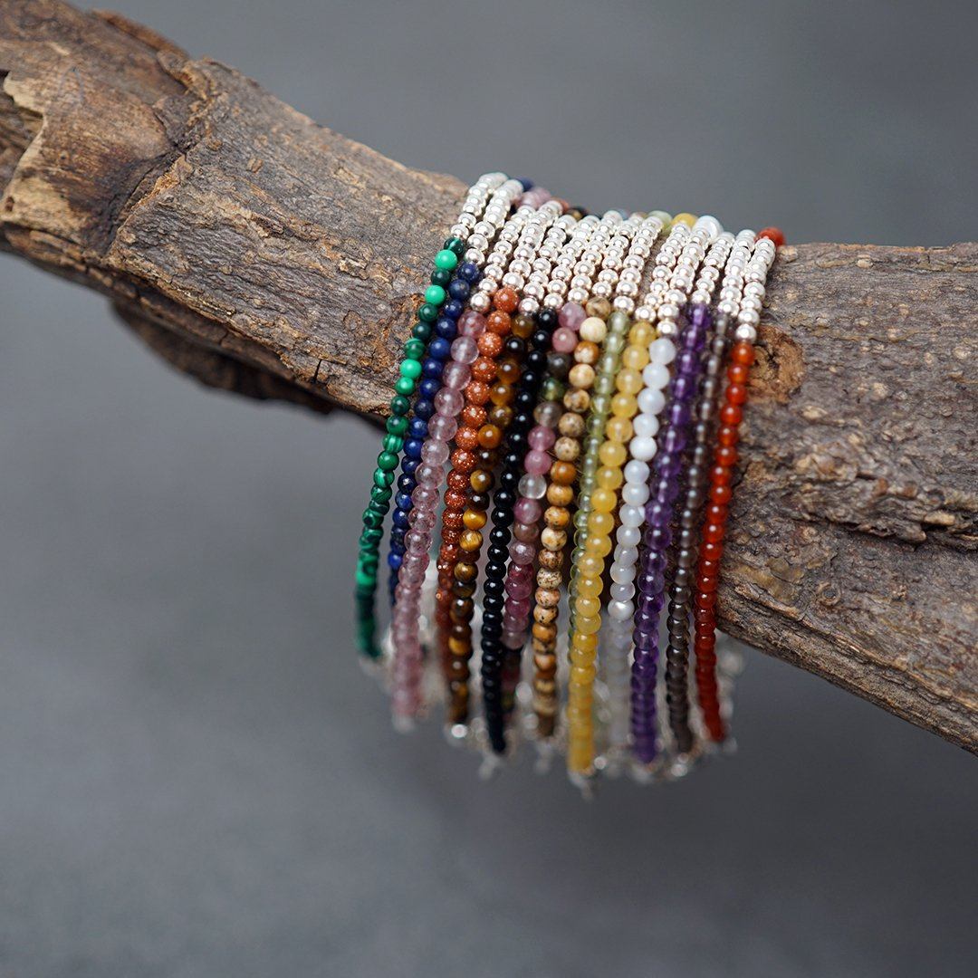 Cutie Pie Miniature NATURAL HEALING GEMSTONE & Steel Bracelet- SAVE $$ on Bundles!