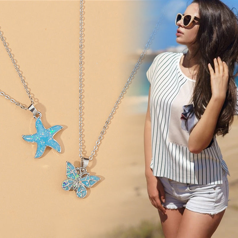 Blue Butterfly/Starfish Pendant Necklace