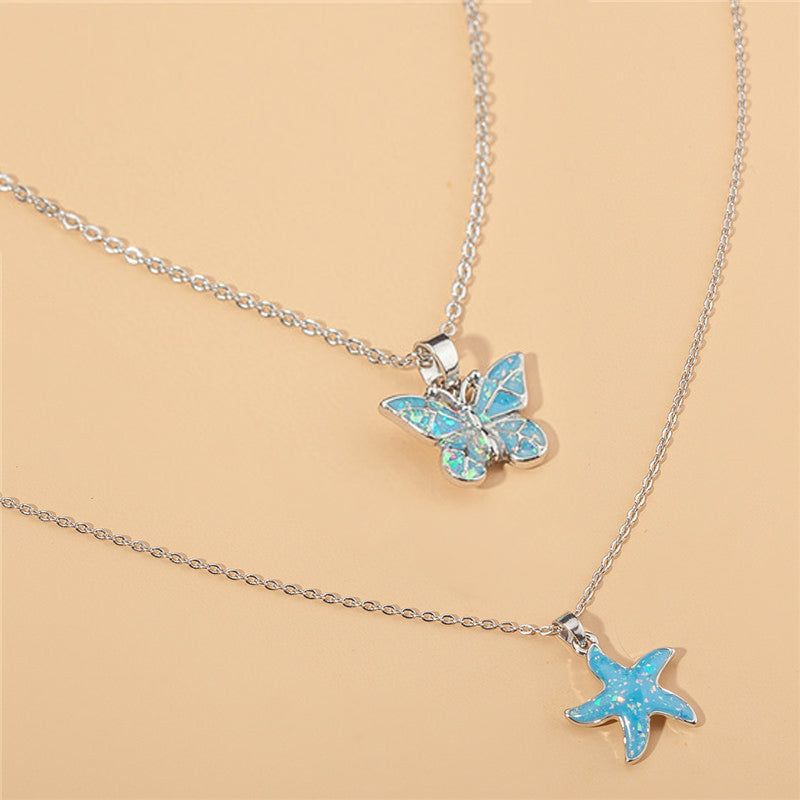 Blue Butterfly/Starfish Pendant Necklace