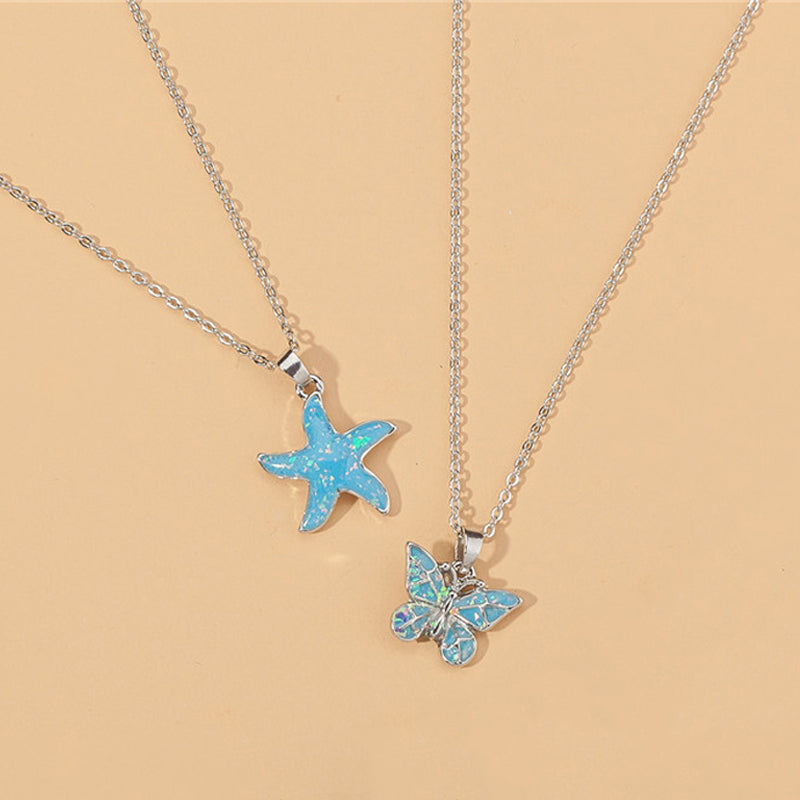 Blue Butterfly/Starfish Pendant Necklace