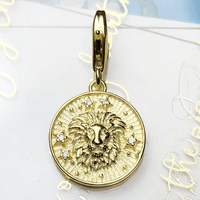 Thumbnail for Silver & Zirconia LEO Zodiac Charm in Gold
