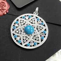 Thumbnail for Silver & Zirconia Ethnic Designed Turquoise Pendant Necklace