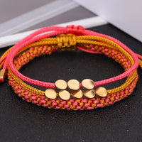 Thumbnail for 3 /pc Set Tibetan Handmade Lucky Knot 'BE FEARLESS ' Copper & Rope Bracelets