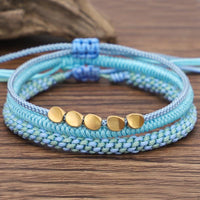 Thumbnail for Tibetan Handmade Lucky Knot 'BE SERENE' Copper & Rope 3 /pc Bracelet Set