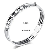 Thumbnail for THAI SILVER 6 Syllable OM & HEART SUTRA SPIRITUAL Bangle