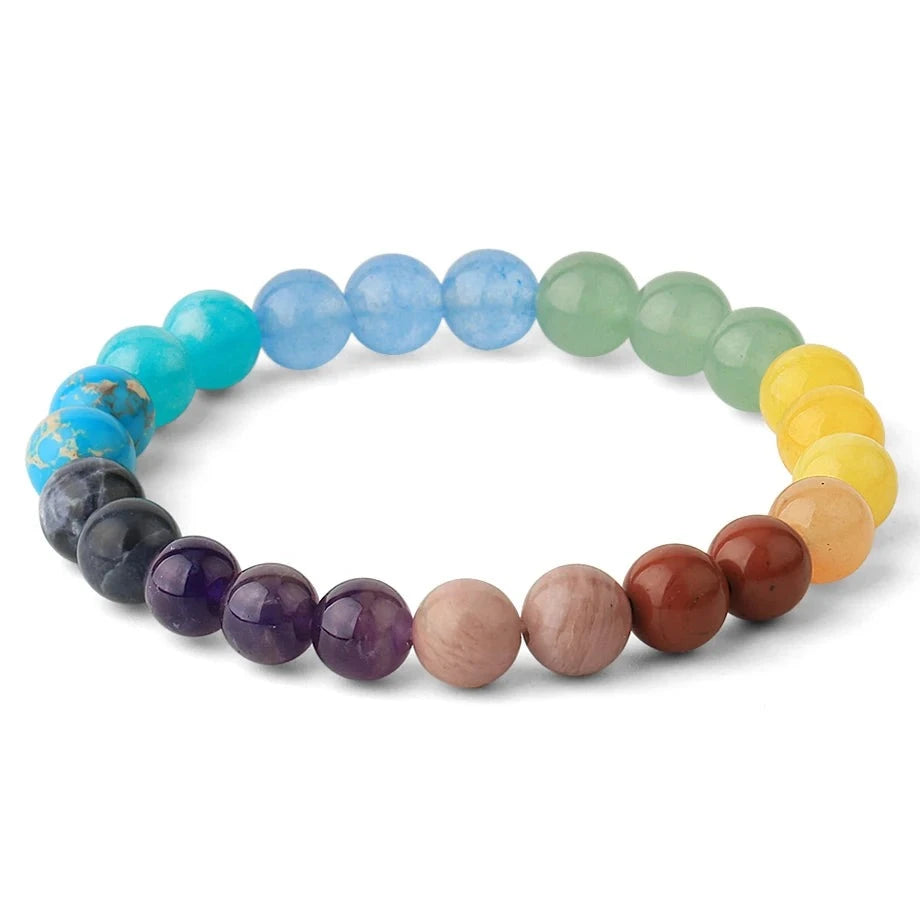 Luscious New 7 CHAKRA Natural Stone Bracelets- 8,10 & 12mm Beads