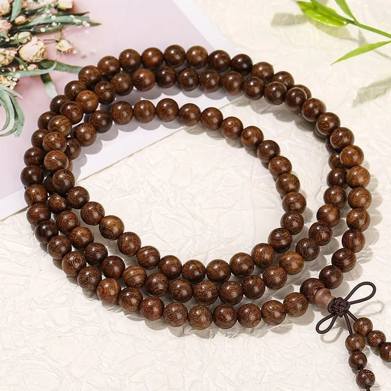 Natural Tiger Wood  Handmade 108 Bead Mala