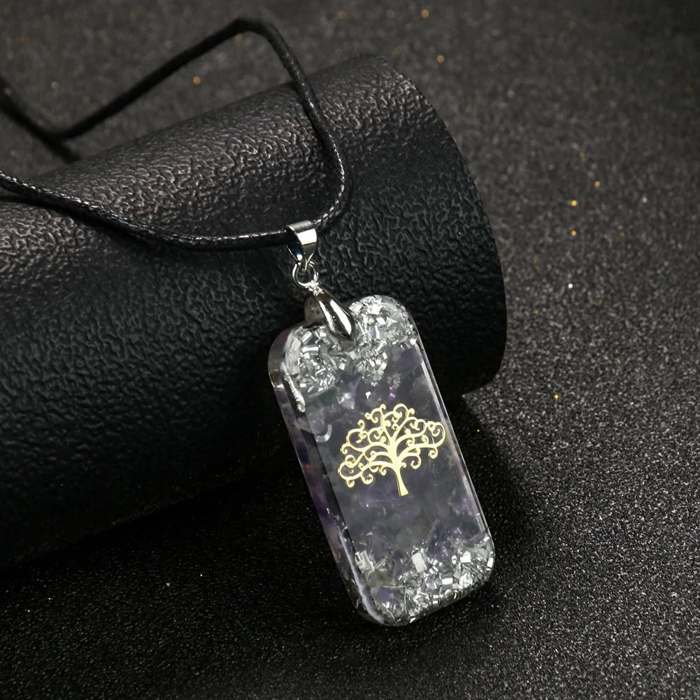Natural Crystal Reiki Energy Life Of Tree Healing Orgonite Necklace