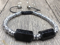 Thumbnail for Raw Black Tourmaline & Hematite Stone PROTECTION Bracelet