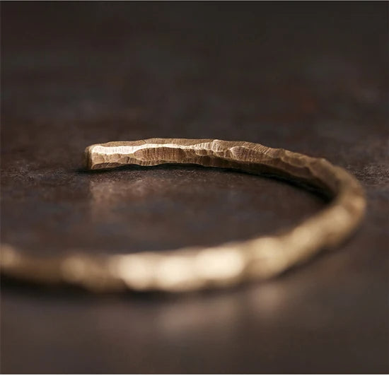 Unisex Tibetan Hand Beaten Polished Copper Bangle