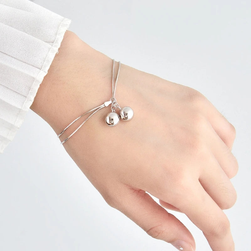 THAI SILVER Simplistic 2 Bell Bracelet YourSoulPlace