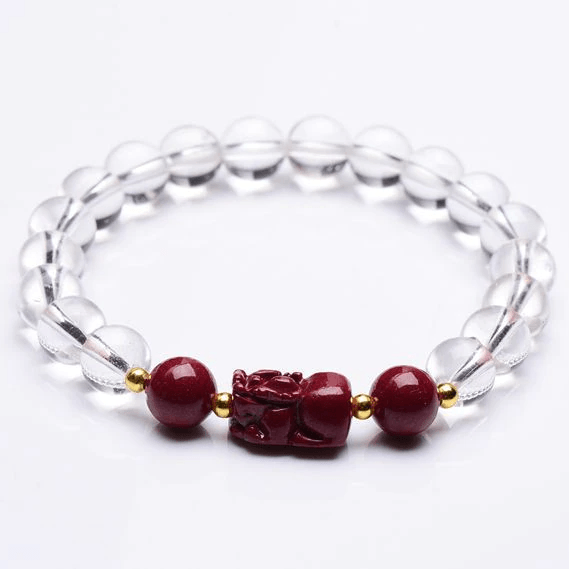 Purple Cinnabar & Natural Clear Quartz 'SPIRITUAL GROWTH' Bracelet