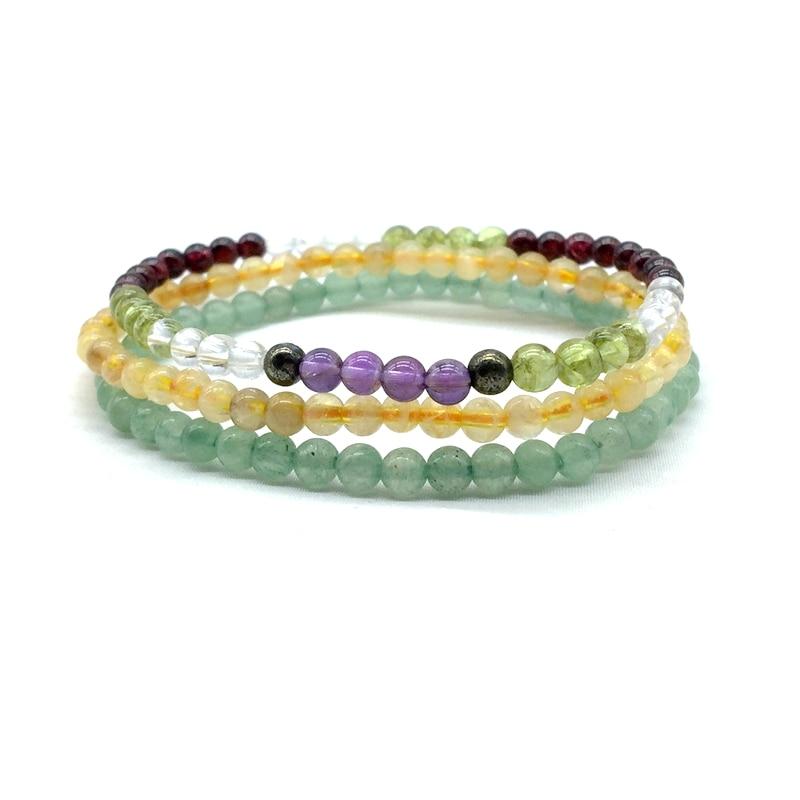 ULTIMATE MONEY MAGNETS-Amethyst ,Aventurine,Citrine,Peridot& Garnet- 3/pc  *MIGHTY MINIS* 4mm Bracelet set