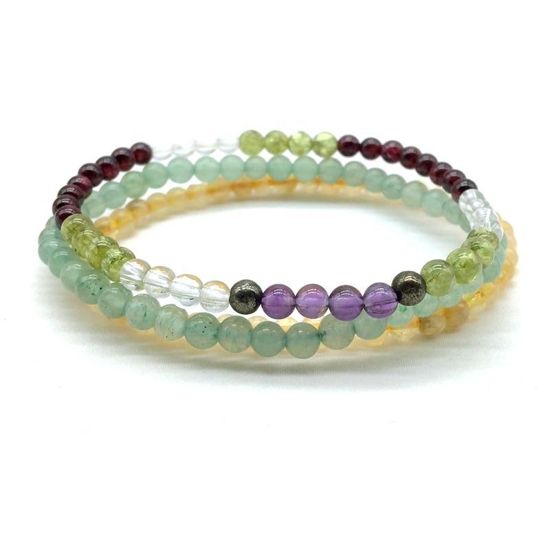 ULTIMATE MONEY MAGNETS-Amethyst ,Aventurine,Citrine,Peridot& Garnet- 3/pc  *MIGHTY MINIS* 4mm Bracelet set