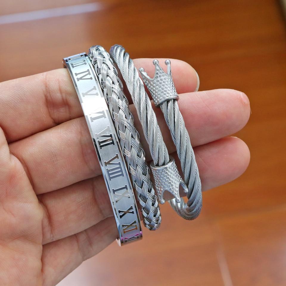 Luxury 3 Pc Titanium 'King' Bracelet Set