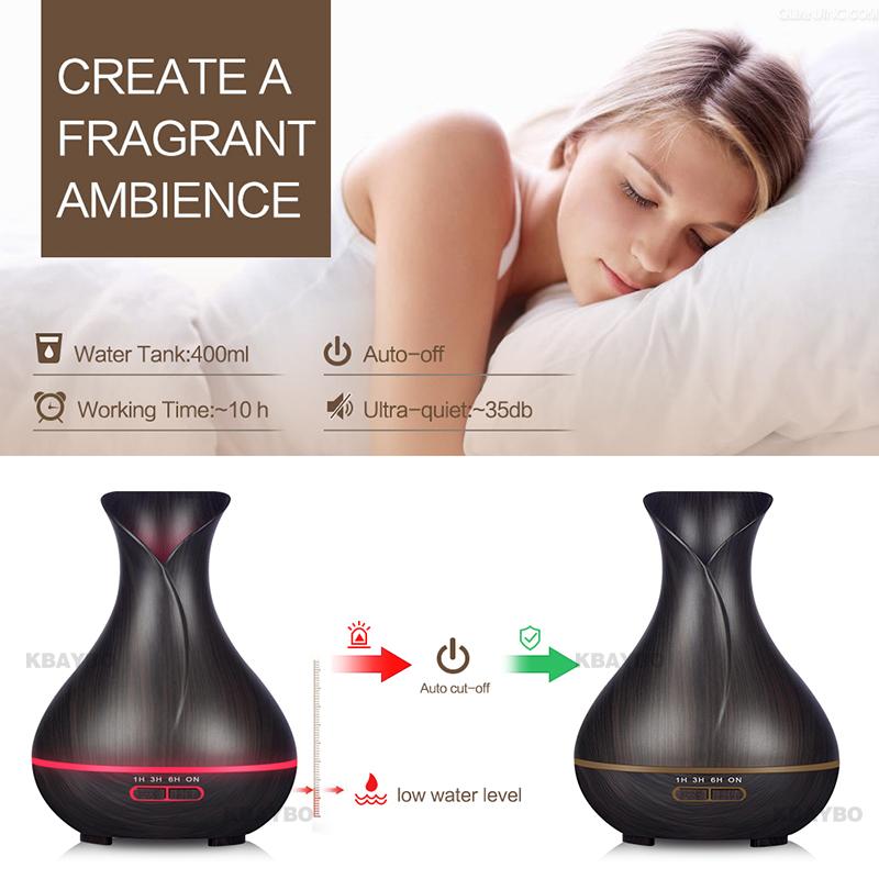 400ml  Wood Grain Aroma Essential Oil Diffuser and  Humidifier